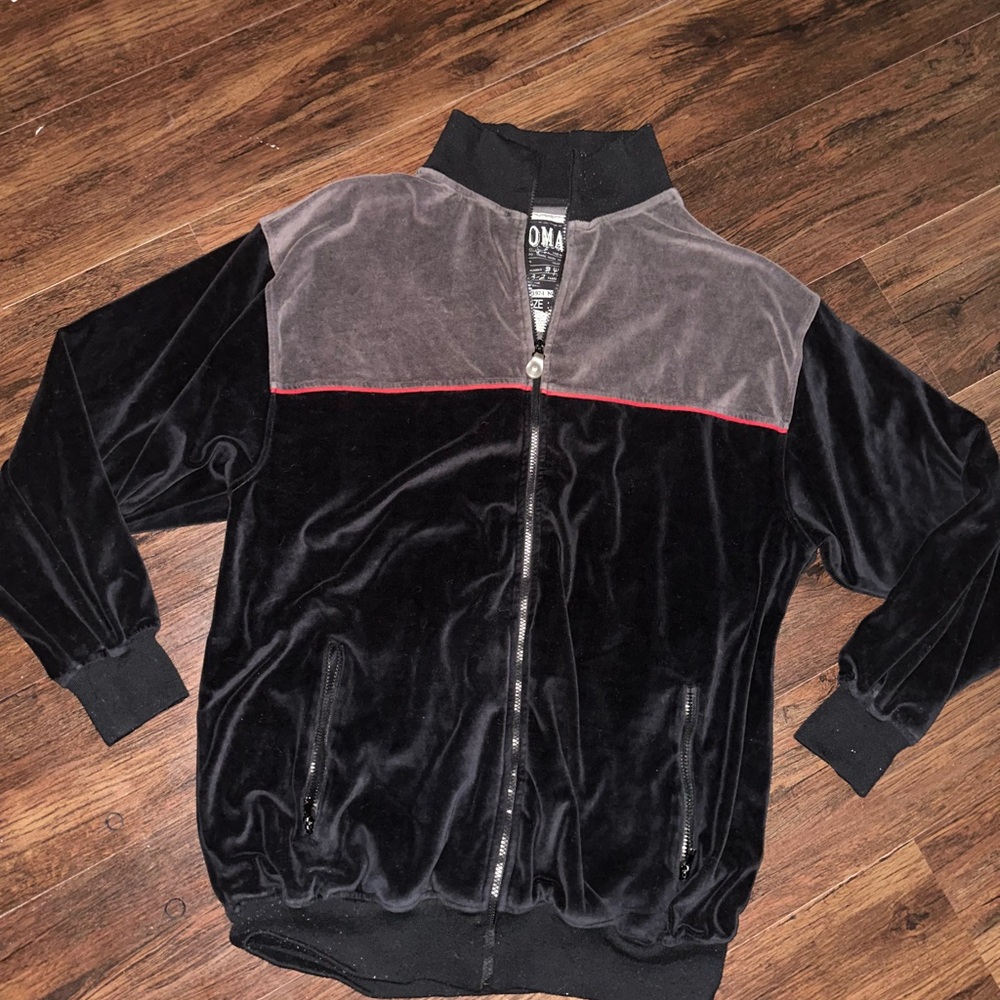 Black and Gray Velour Jacket